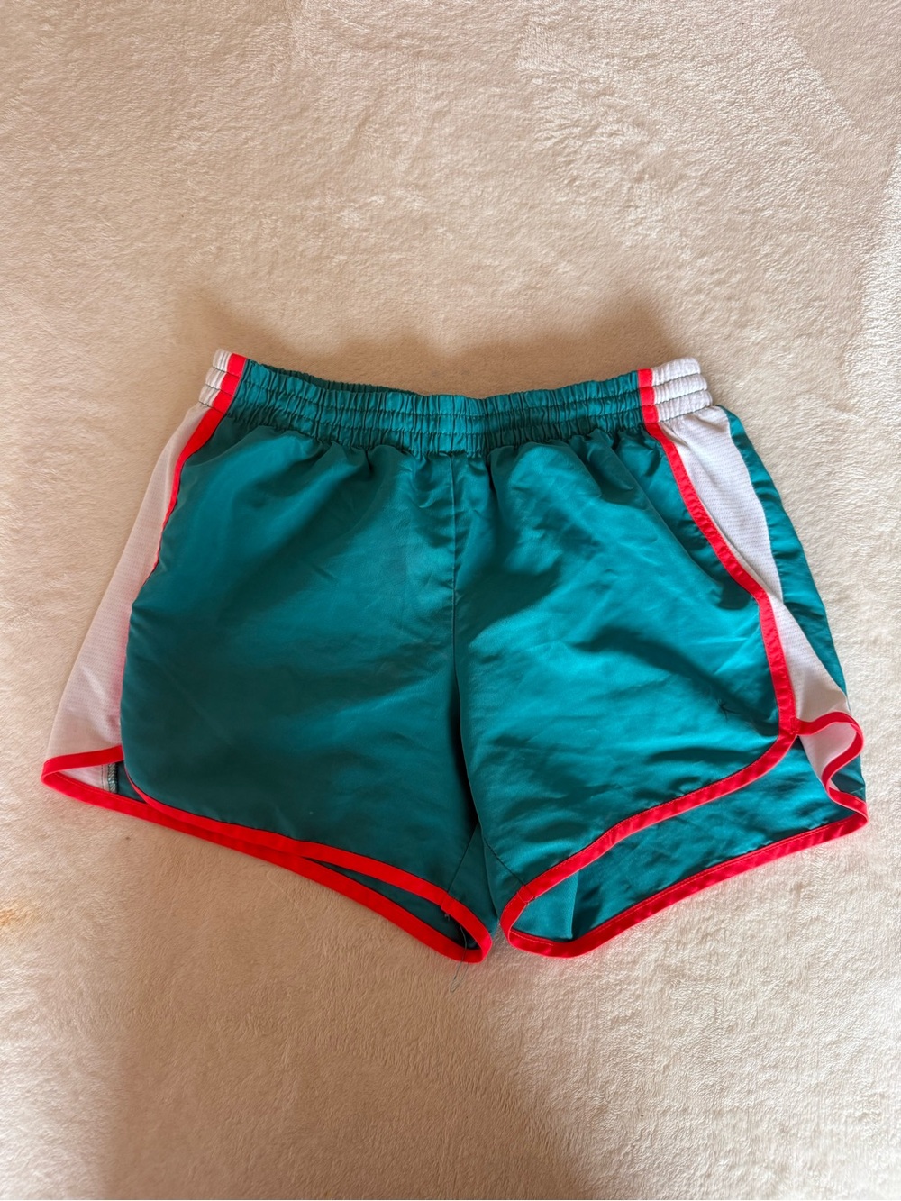 Danskin Teal Athletic Shorts with Coral and White Trim